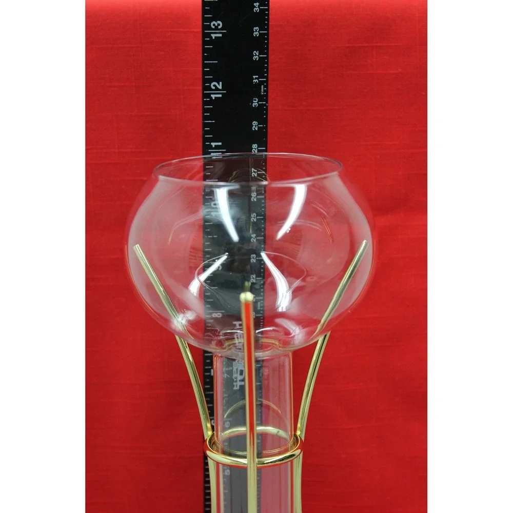 PartyLite Summit Glass & Base Gold Clear P0135B P0135G Candle Holder Set